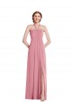 Long Skin Pink Sleeveless A-Line Open Back Semi Formal Evening Dress / Bridesmaid Dress Birmingham