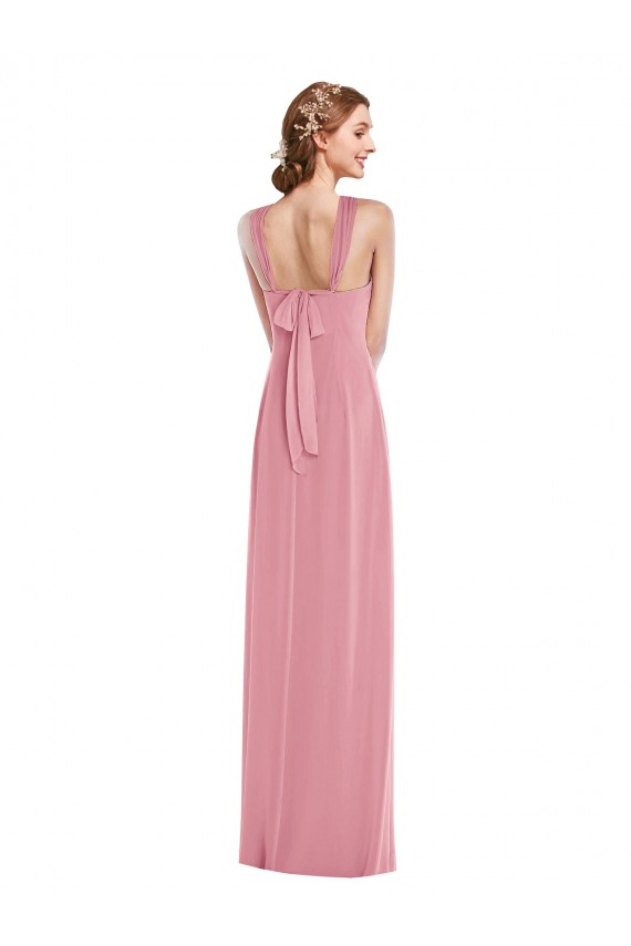 Long Skin Pink Sleeveless A-Line Open Back Semi Formal Evening Dress / Bridesmaid Dress Birmingham