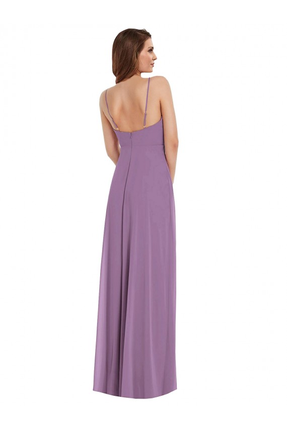 Long Dark Lavender Sleeveless A-Line Low Back Bridesmaid Dress / Formal Dress Birmingham