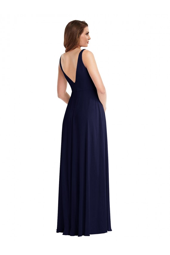 Long Dark Navy Sleeveless A-Line V-Back Black Tie Evening Gown / Bridesmaid Dress Birmingham