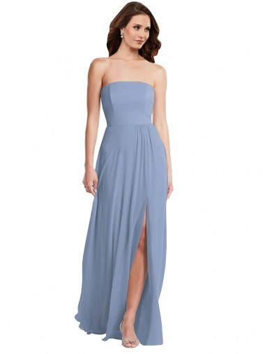 Long Dusty Blue Sleeveless A-Line Soft Chiffon Semi Formal Evening Dress / Bridesmaid Dress Birmingham