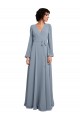 Long Dusty Blue Long Sleeves A-Line Bridesmaid Dress / Formal Dress Birmingham