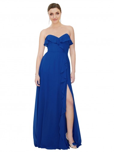 Long Royal Blue Sleeveless A-Line Bridesmaid Dress Birmingham
