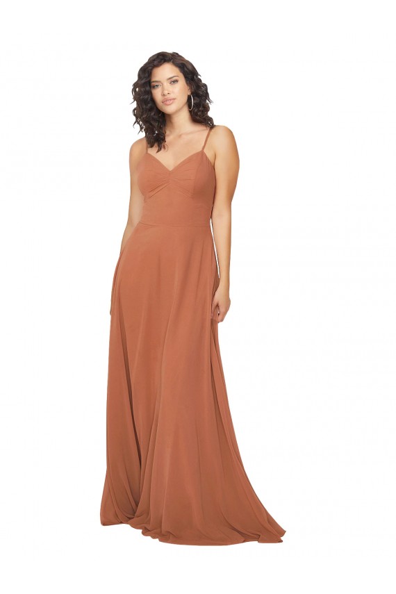 Long Rosewood Sleeveless A-Line Keyhole Back Bridesmaid Dress Birmingham