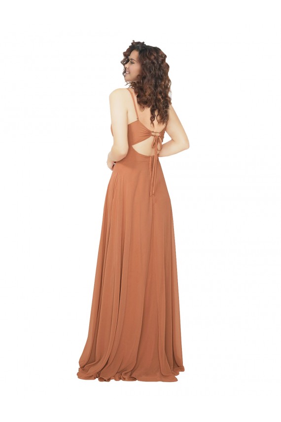 Long Rosewood Sleeveless A-Line Keyhole Back Bridesmaid Dress Birmingham