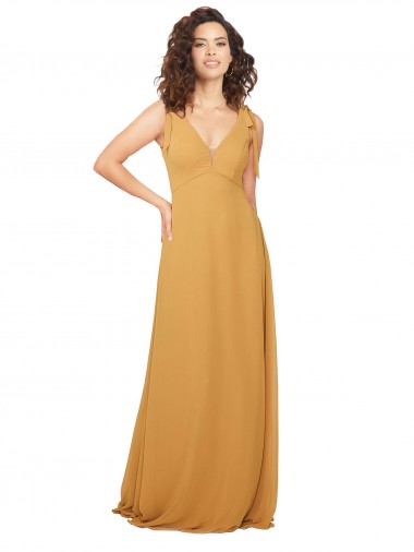 Long Saffron Sleeveless A-Line Keyhole Back Bridesmaid Dress Birmingham
