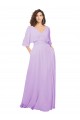Long Lilac Half Sleeves A-Line Low Back Bridesmaid Dress Birmingham
