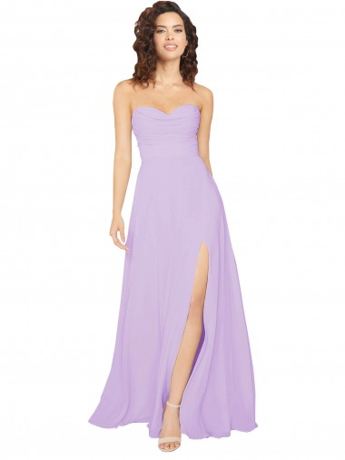 Long Lilac Sleeveless A-Line Low Back Front Slit Bridesmaid Dress / Evening Dress Birmingham