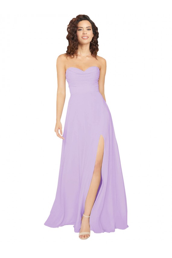Long Lilac Sleeveless A-Line Low Back Front Slit Bridesmaid Dress / Evening Dress Birmingham