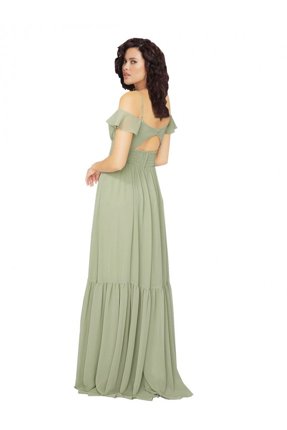 Long Saffron Cold Shoulder A-Line Keyhole Back Bridesmaid Dress Birmingham