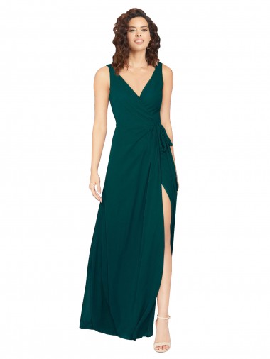 Long Hunter Sleeveless A-Line V-Back Bridesmaid Dress / Evening Gowns Birmingham