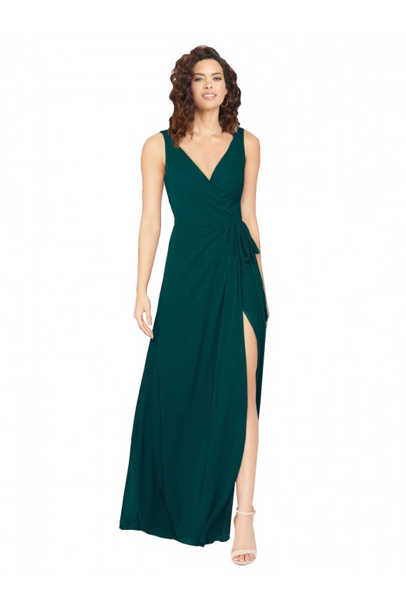 Long Hunter Sleeveless A-Line V-Back Bridesmaid Dress / Evening Gowns Birmingham