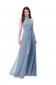 Long Dusty Blue Sleeveless A-Line Chiffon Bridesmaid Formal Dress Birmingham