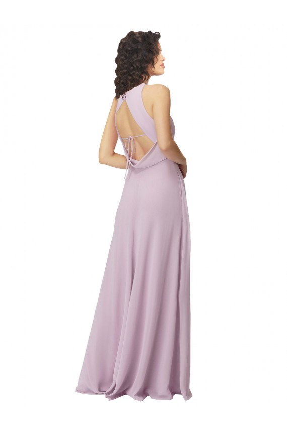 Long Pink Glow Sleeveless A-Line Keyhole Back Bridesmaid Dress Birmingham