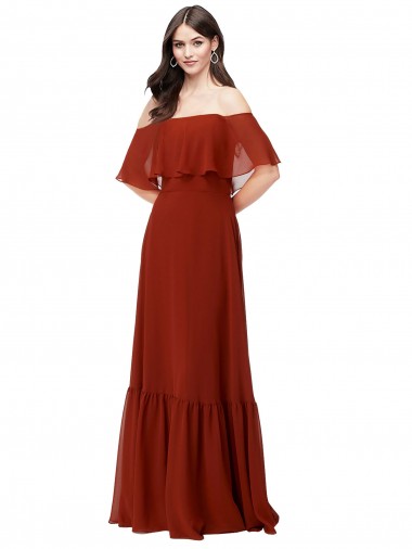 Long Red Short Flutter Sleeves A-Line Bridesmaid Dress Birmingham