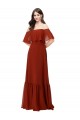 Long Red Short Flutter Sleeves A-Line Bridesmaid Dress Birmingham