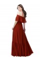 Long Red Short Flutter Sleeves A-Line Bridesmaid Dress Birmingham