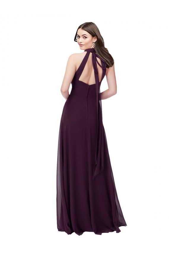 Long Grape Sleeveless A-Line Keyhole Back Bridesmaid Dress Birmingham