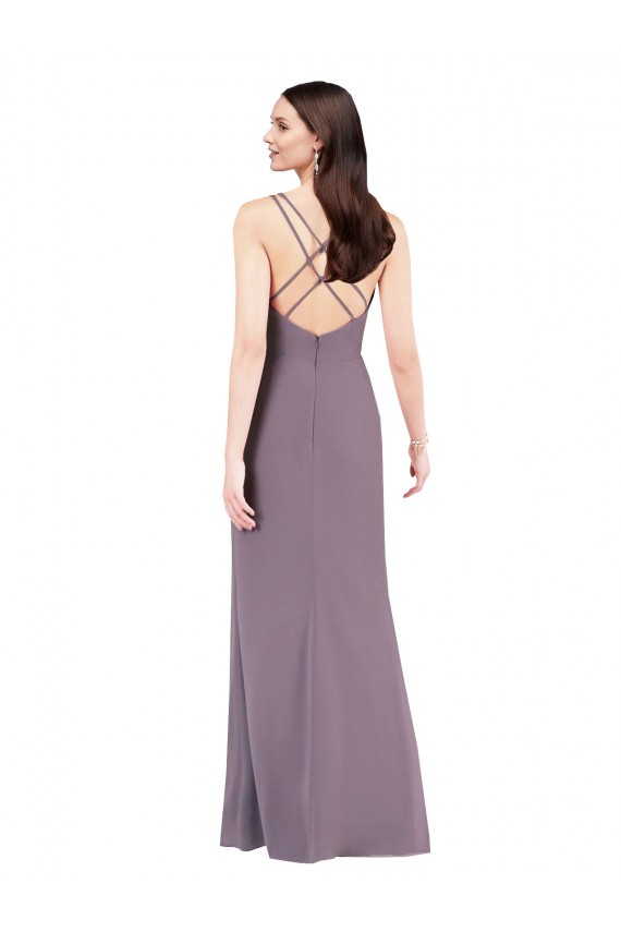 Long Dark Lavender Sleeveless Column Open Back Formal Evening Gown / Bridesmaid Dress Birmingham