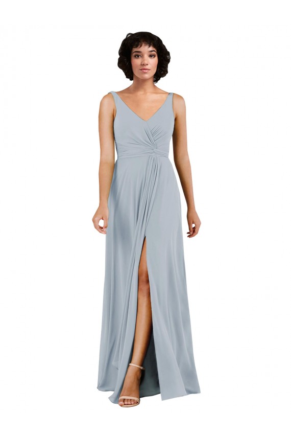 Long Sea Glass Sleeveless Column Low Back Bridesmaid Dress Birmingham