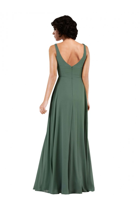 Long Sea Glass Sleeveless Column Low Back Bridesmaid Dress Birmingham