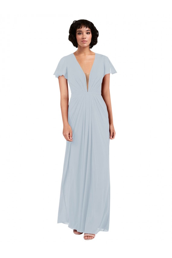 Long Sea Glass Cap Sleeves A-Line Bridesmaid Dress / Formal Dress Birmingham