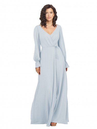Long Sea Glass Long Sleeves A-Line Formal Dress / Bridesmaid Dress Birmingham