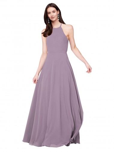 Long Dark Lavender Sleeveless A-Line Keyhole Back Bridesmaid Dress / Evening Dress Birmingham