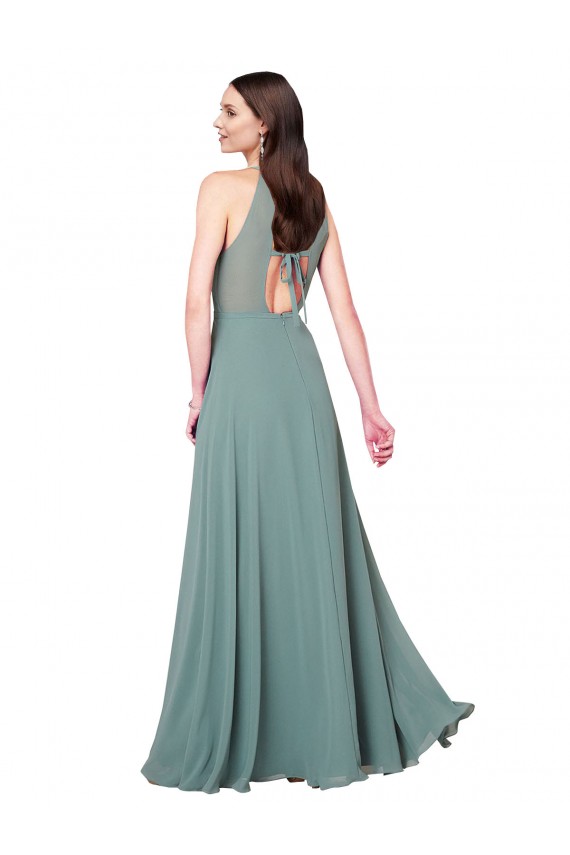 Long Dark Lavender Sleeveless A-Line Keyhole Back Bridesmaid Dress / Evening Dress Birmingham