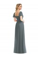 Long Slate Grey Puff Sleeves A-Line Semi Formal Evening Dress / Bridesmaid Dress Birmingham