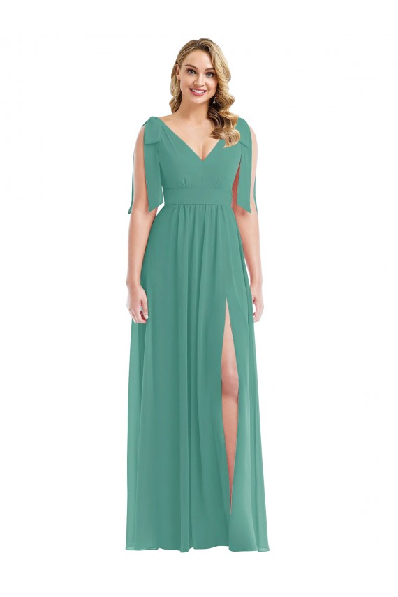 Long Icelandic Silver Sleeveless A-Line V-Back Semi Formal Evening Dress / Bridesmaid Dress Birmingham