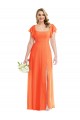 Long Tangerine Tango Flutter Sleeves A-Line Open Back Semi Formal Evening Dress / Bridesmaid Dress Birmingham