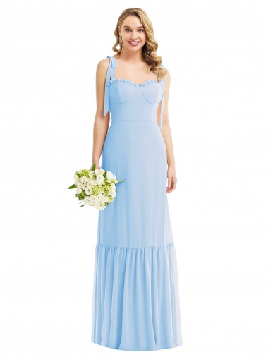Long Light Sky Blue Sleeveless A-Line Semi Formal Evening Dress / Bridesmaid Dress Birmingham