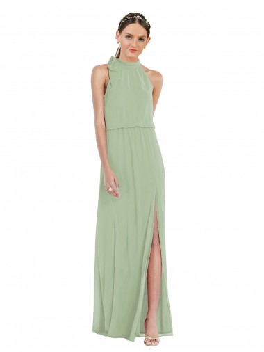 Long Smoke Green Sleeveless A-Line Semi Formal Evening Dress / Bridesmaid Dress Birmingham