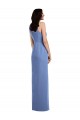 Long Windsor Blue Sleeveless A-Line Keyhole Back Draped Front Slit Bridesmaid Dress Birmingham