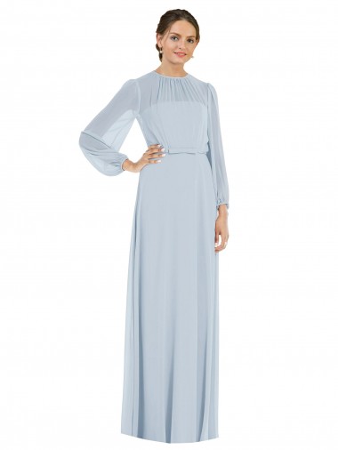 Long Sea Glass Puff Sleeves A-Line Keyhole Back Formal Evening Gown / Bridesmaid Dress Birmingham