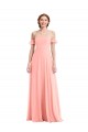 Long Salmon Flutter Sleeves A-Line Semi Formal Evening Dress / Bridesmaid Dress Birmingham