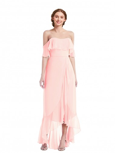 Long Pink Sleeveless A-Line High Low Bridesmaid Dress Birmingham