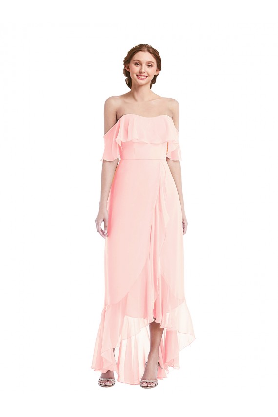 Long Pink Sleeveless A-Line High Low Bridesmaid Dress Birmingham