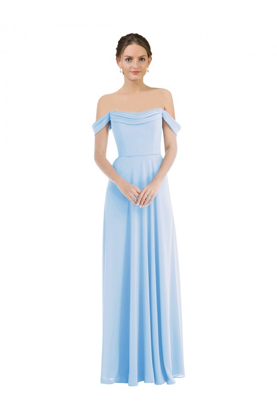Long Light Sky Blue Sleeveless A-Line Formal Evening Gown / Bridesmaid Dress Birmingham