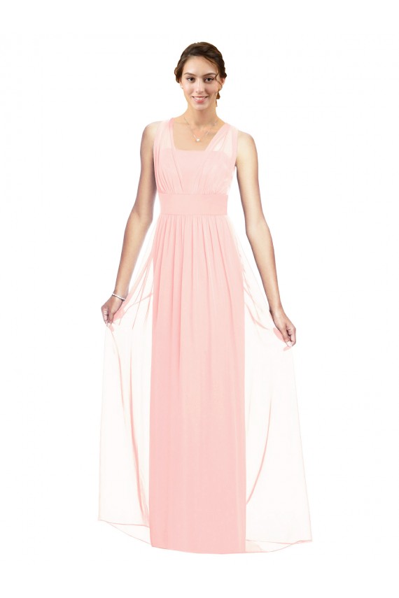 Long Pink Sleeveless A-Line Luxe Chiffon Bridesmaid Dress Birmingham