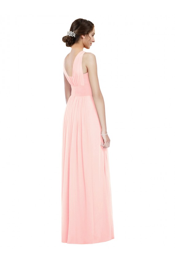 Long Pink Sleeveless A-Line Luxe Chiffon Bridesmaid Dress Birmingham