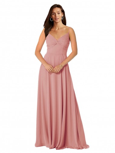 Long Bliss Pink Sleeveless A-Line V-Back Bridesmaid Dress Birmingham