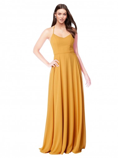 Long Saffron Sleeveless A-Line Formal Dress / Bridesmaid Dress Birmingham