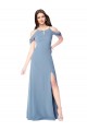 Long Dusty Blue Sleeveless A-Line Soft Chiffon Evening Dress / Bridesmaid Dress Birmingham
