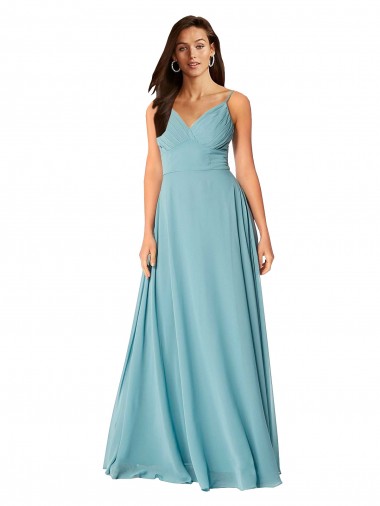Long Turquoise Sleeveless A-Line Soft Chiffon Bridesmaid Dress Birmingham