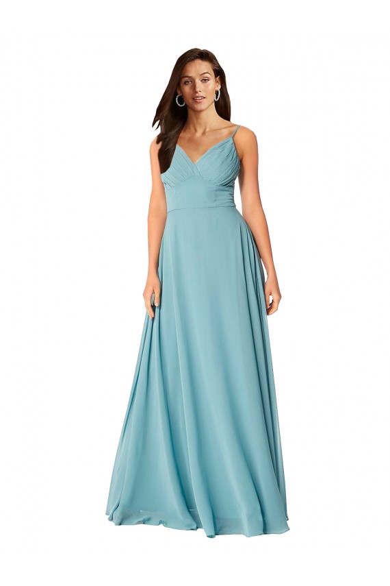 Long Turquoise Sleeveless A-Line Soft Chiffon Bridesmaid Dress Birmingham