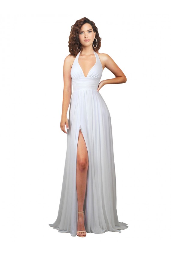 Sweep Train White Sleeveless A-Line Low Back Beach Wedding Dress Birmingham