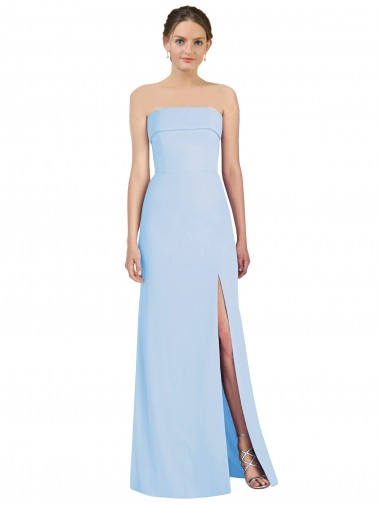 Long Light Sky Blue Sleeveless Trumpet Low Back Black Tie Evening Gown / Bridesmaid Dress Birmingham