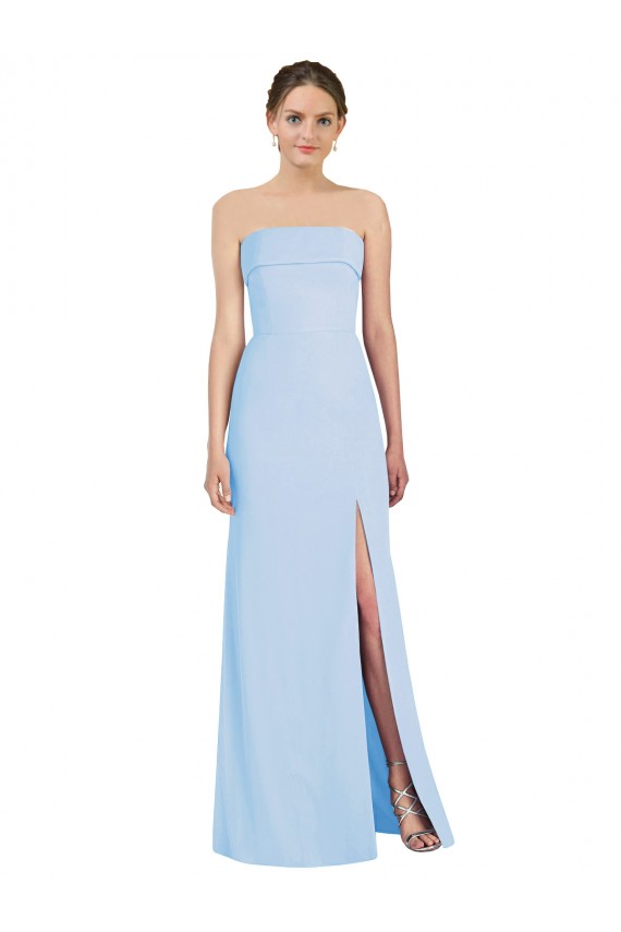Long Light Sky Blue Sleeveless Trumpet Low Back Black Tie Evening Gown / Bridesmaid Dress Birmingham